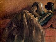 Adolph von Menzel Sister Emily Sleeping oil on canvas